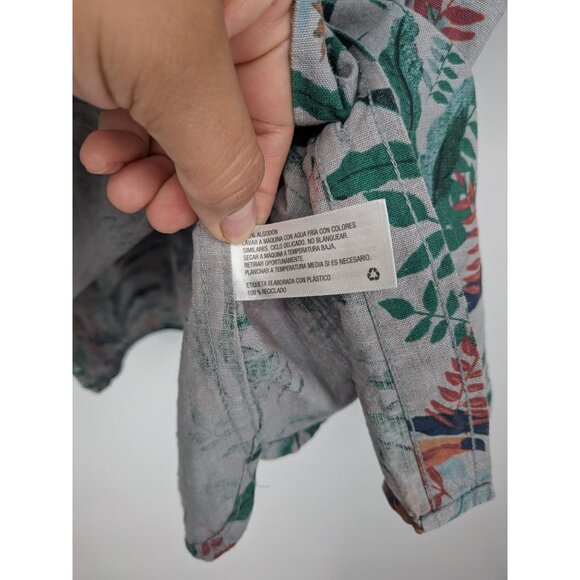 Mossimo Supply Hawaiian Button Up Shirt Men Size L Floral Toucan Tropical Resort - Picture 9 of 10